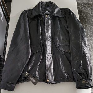 Men's Black lighter weight leather jacket - Size L - Brand new with tags